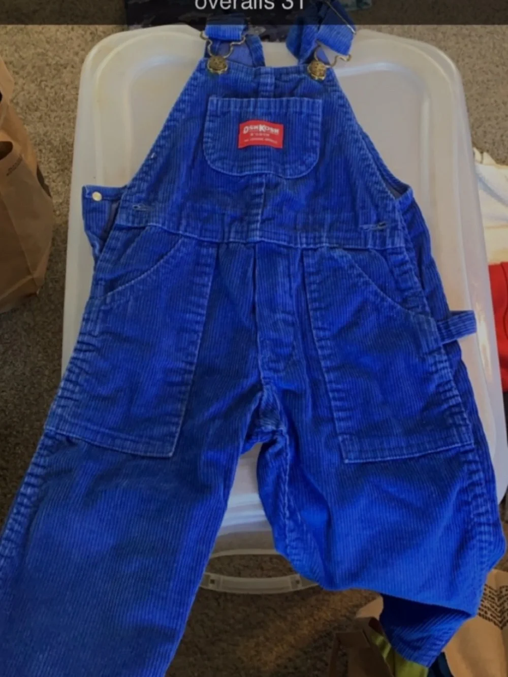 Vintage OshKosh B'gosh Bright Blue Corduroy Overalls